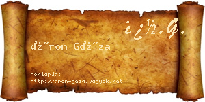 Áron Géza névjegykártya